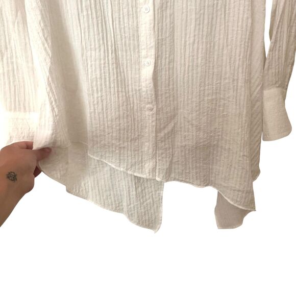 ZARA Draped Button Down Oversized Blouse White Medium - Picture 3 of 4